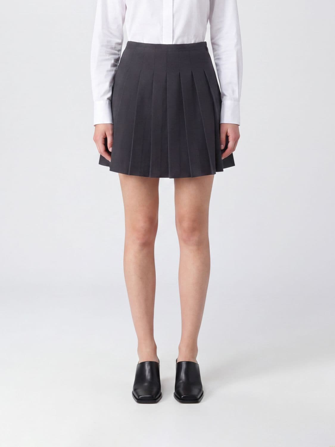 Mm6 Maison Margiela Pleated Wool-Blend Slim Fit Mini Skirt