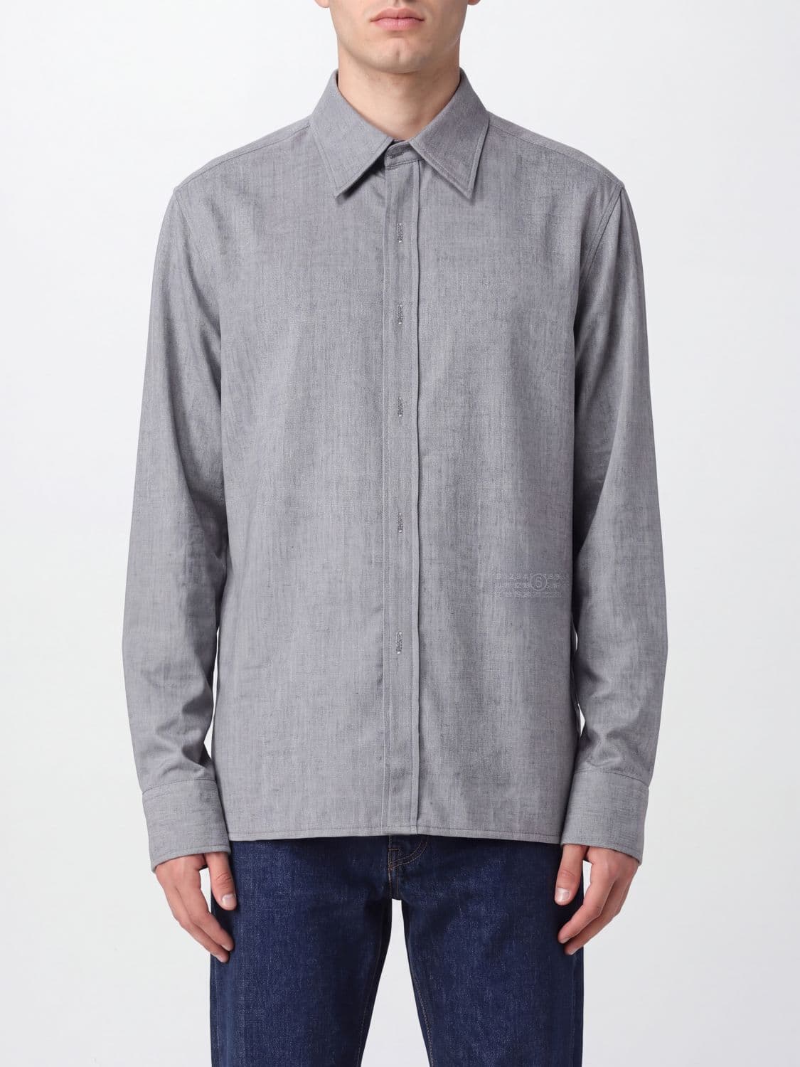 Mm6 Maison Margiela Long-Sleeved Cotton Shirt with Numeric Logo