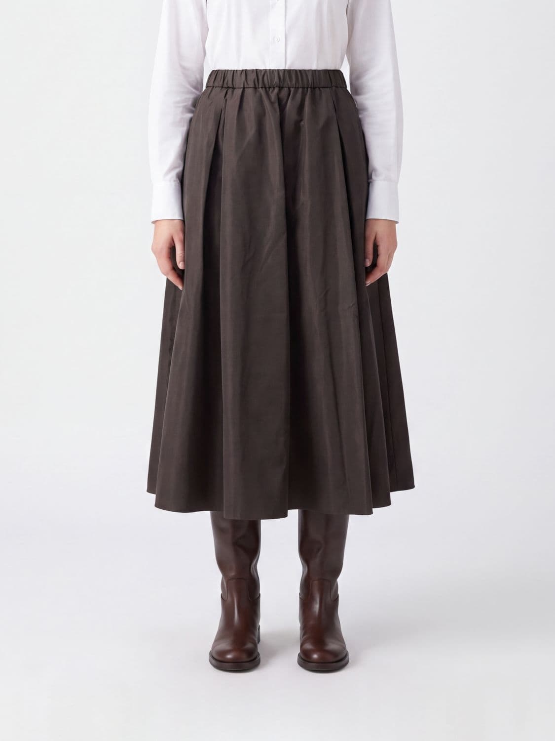Aspesi High-Waisted Flared Long Skirt in Technical Fabric