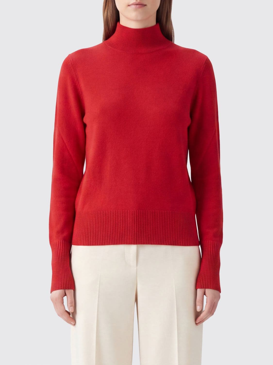 Pinko Slim Fit Wool and Cashmere Turtleneck Sweater with Long Sleeves