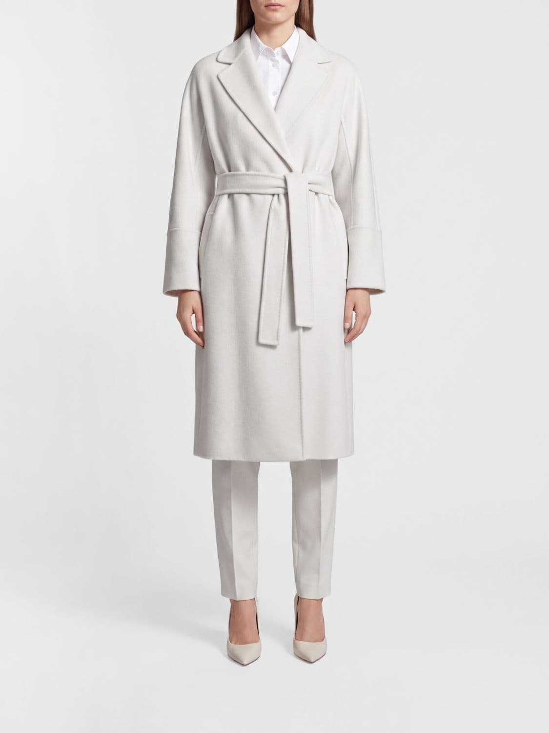 's Max Mara Virgin Wool Robe Coat with Self-Tie Belt