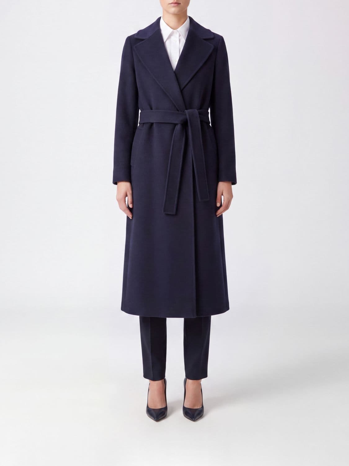 's Max Mara Knee-Length Virgin Wool Coat with Tie Belt