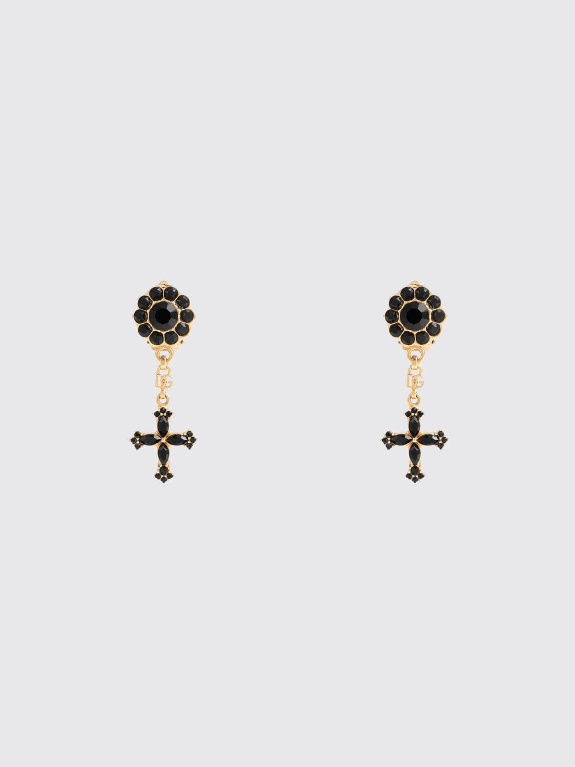 Dolce & Gabbana DG Monogram Dangle Clip-On Earrings with Rhinestones · OS