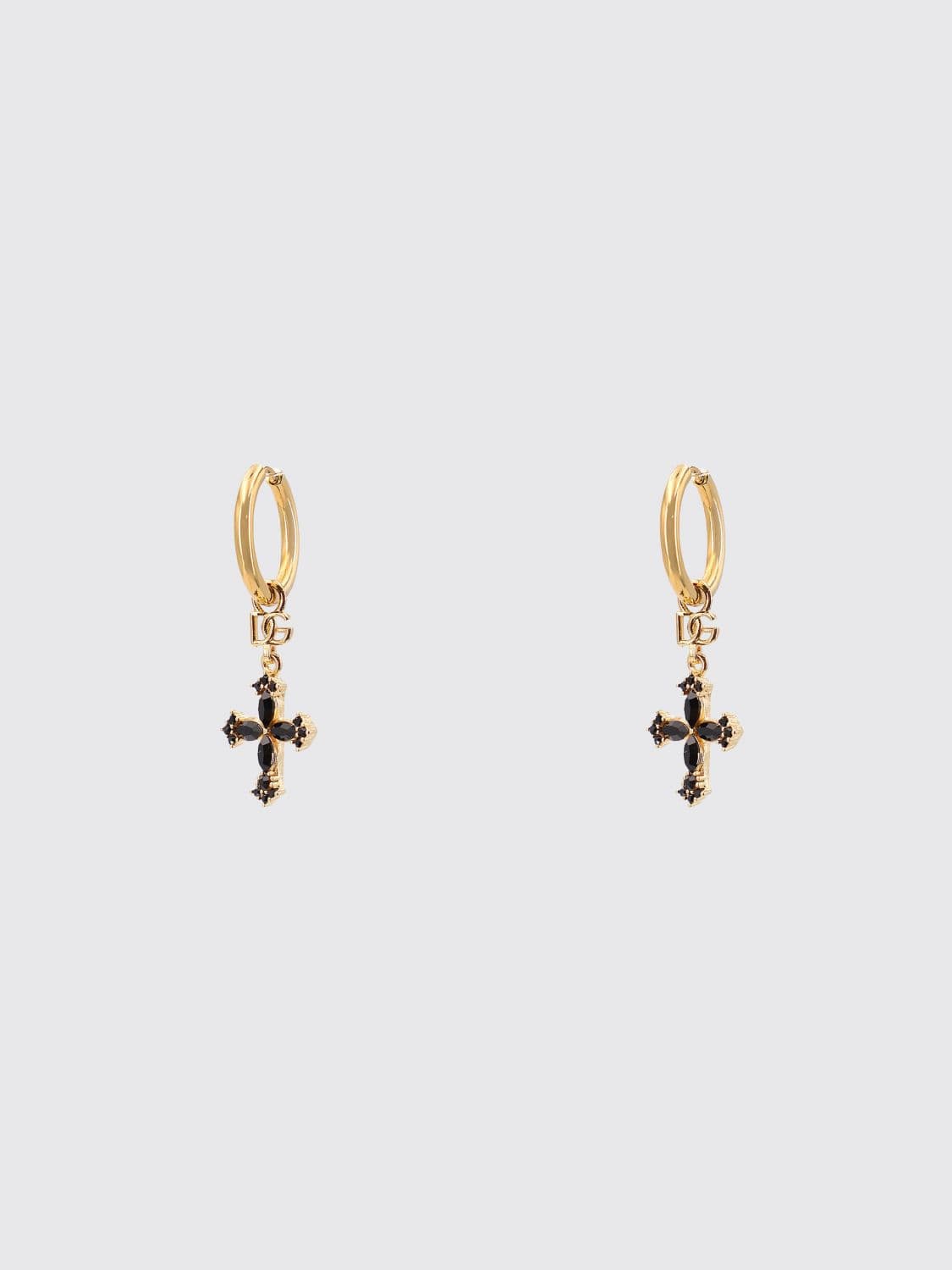 Dolce & Gabbana Hoop Earrings with DG Monogram Pendant and Rhinestones · OS
