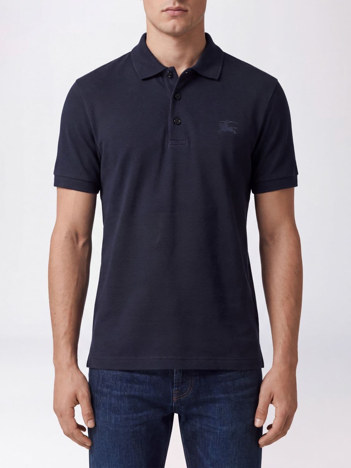 Burberry Short-Sleeved Cotton Polo Shirt with Embroidered EKD Logo