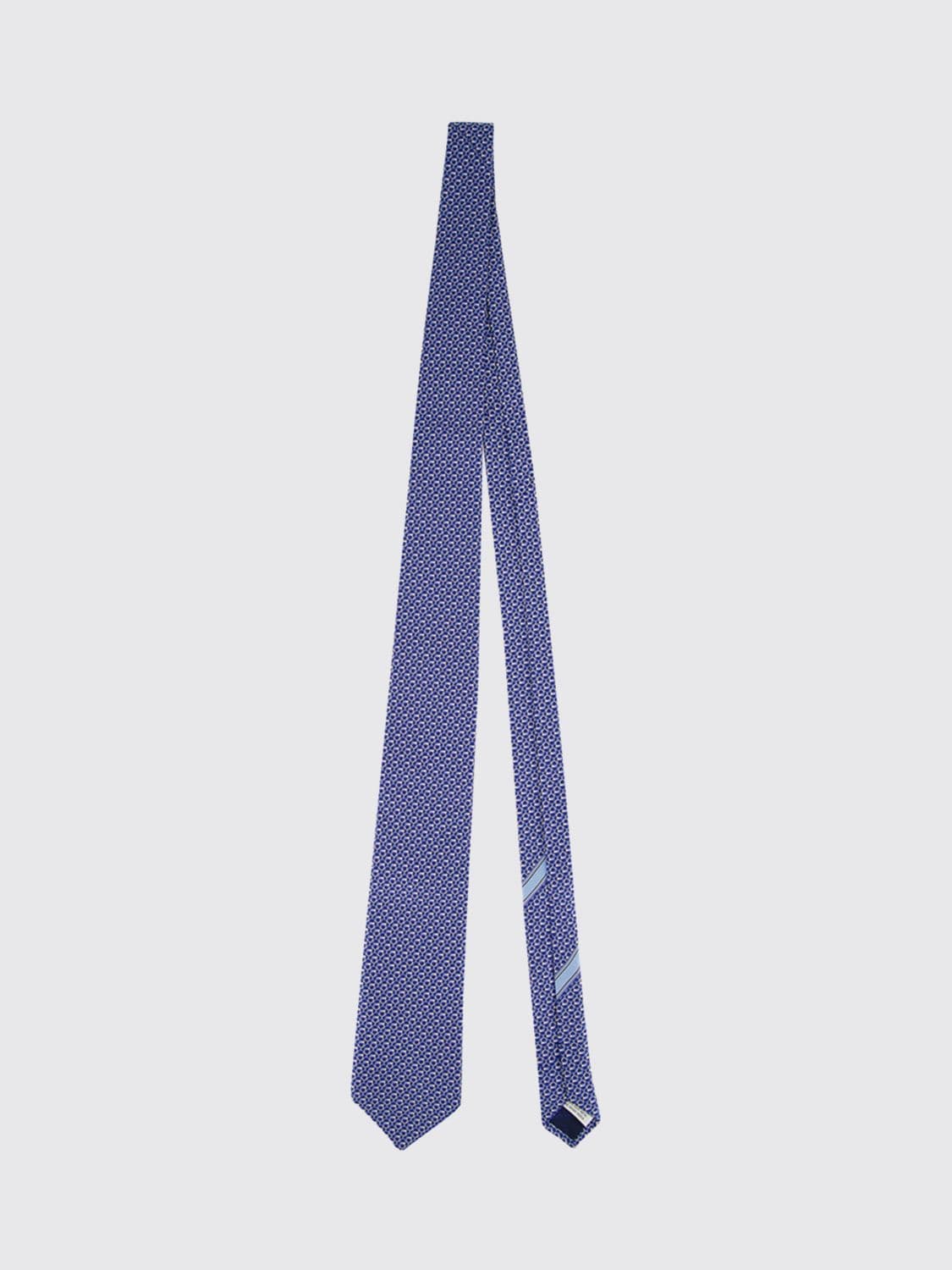 Ferragamo Monogram Gancini Pattern Organic Silk Tie