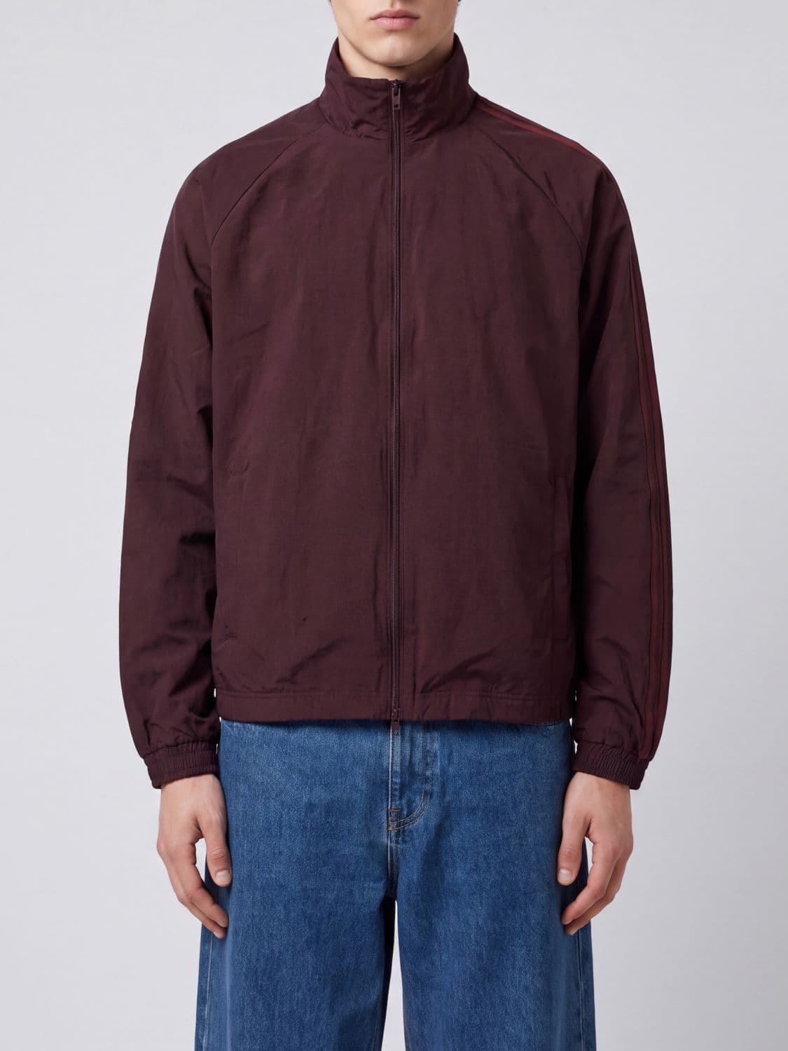 Y-3 Nylon Bomber Jacket with High Neck and Zip Closure
