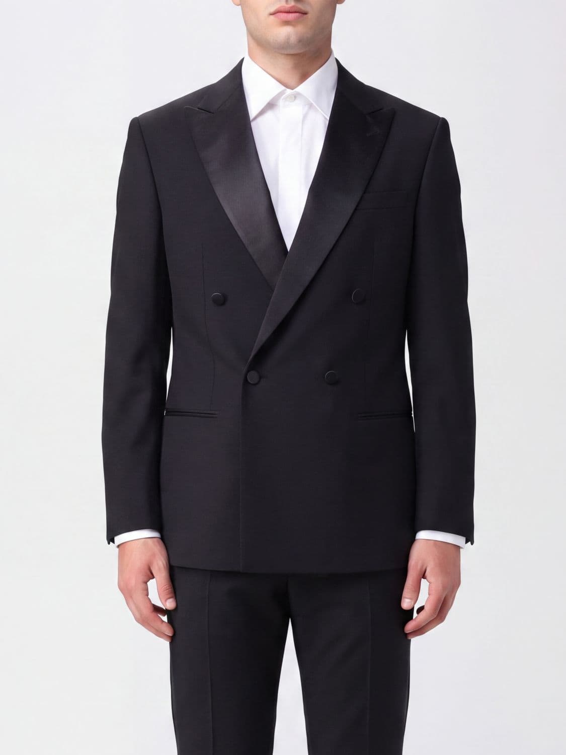Giorgio Armani Double-Breasted Virgin Wool Blazer with Peak Lapels