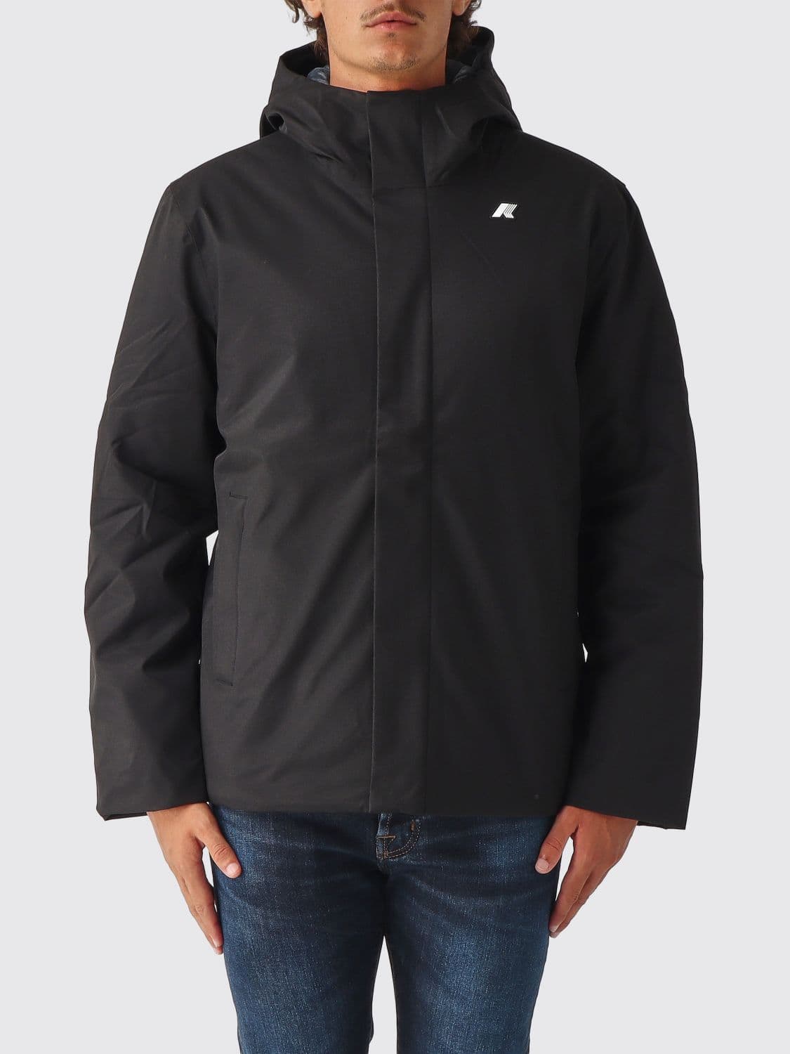 K-Way Short Waterproof Parka with Hood and PrimaLoft Padding