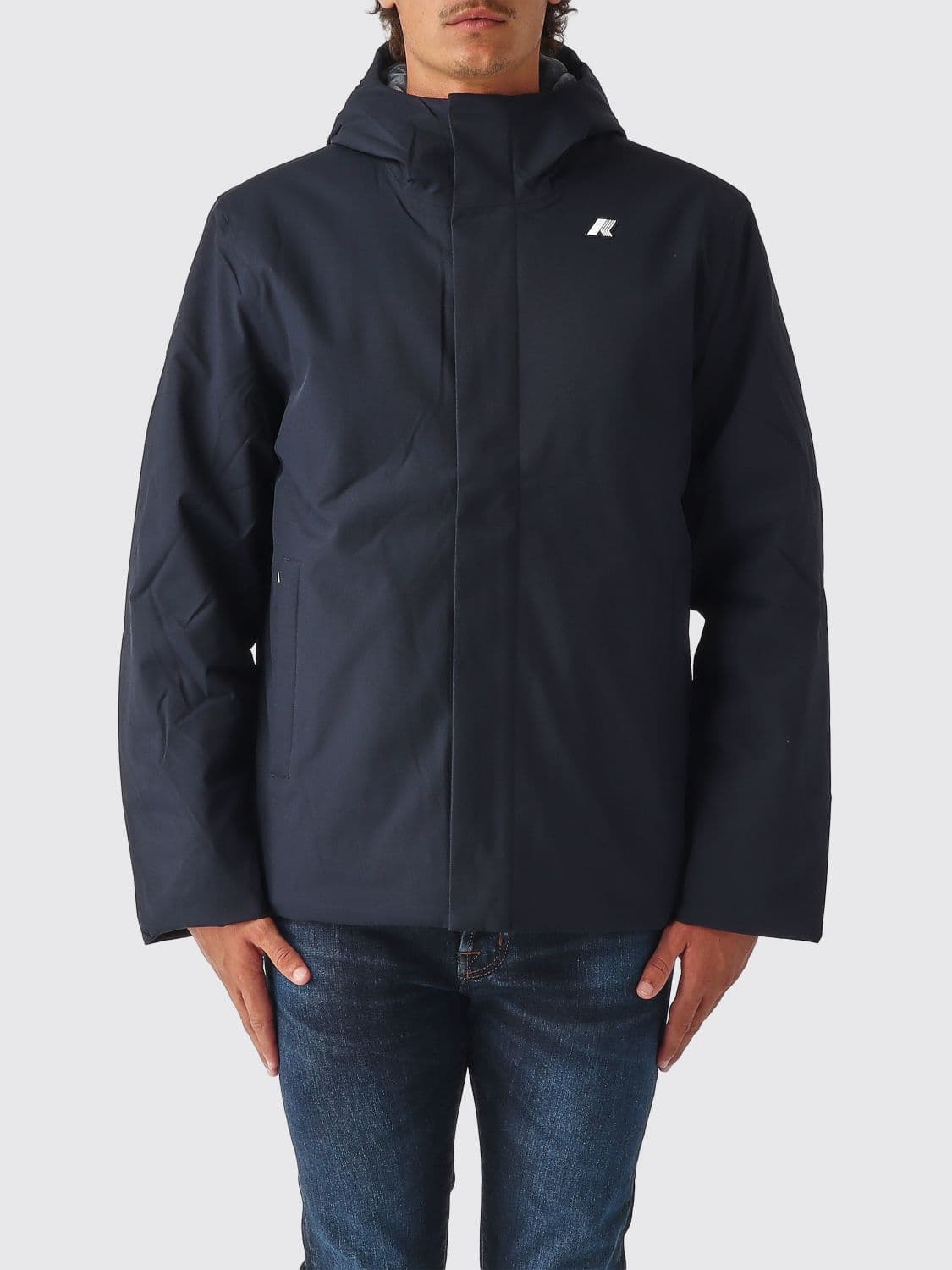 K-Way Short Waterproof Parka with Hood and PrimaLoft Padding