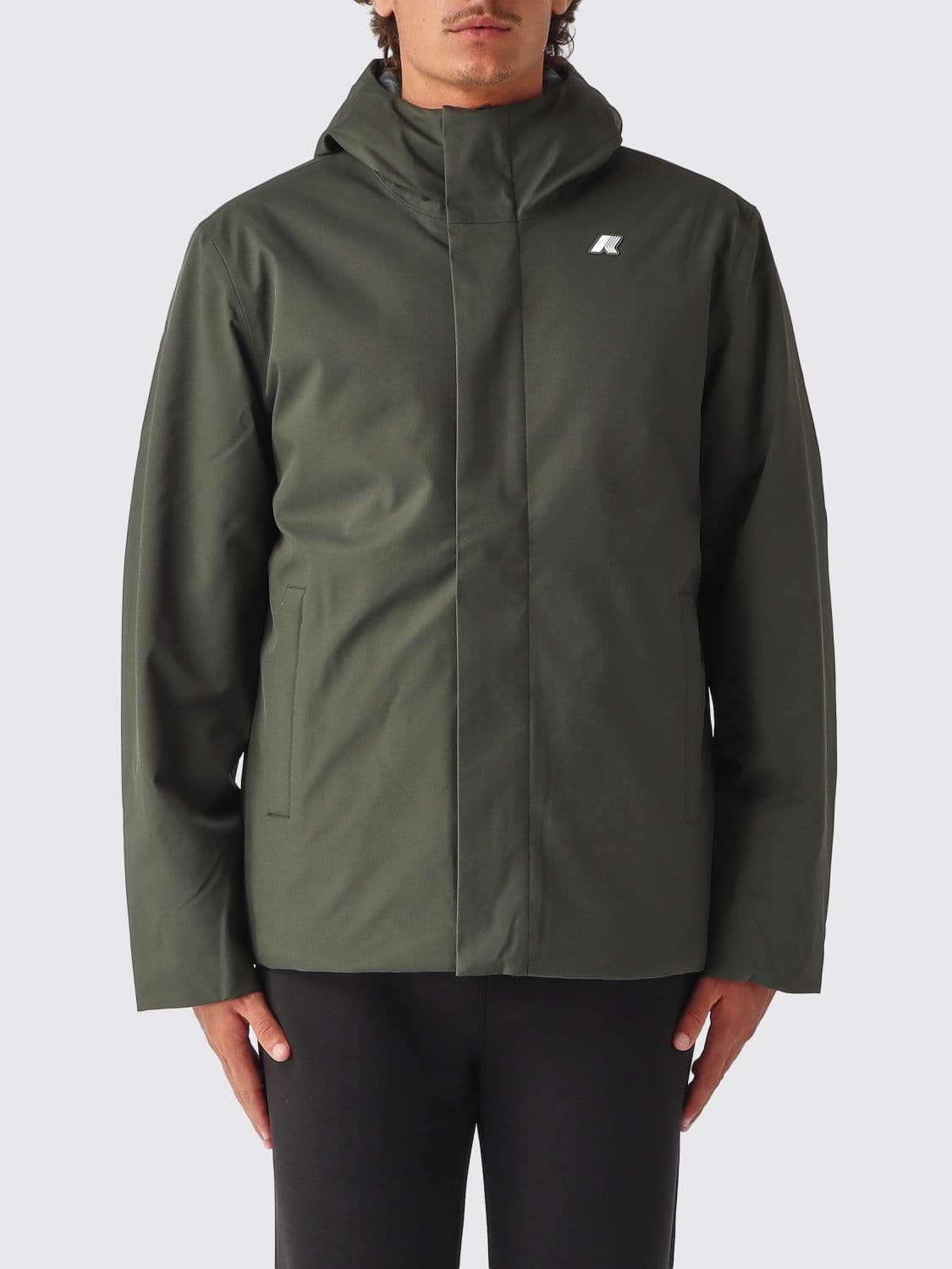 K-Way Short Waterproof Parka with Hood and PrimaLoft Padding
