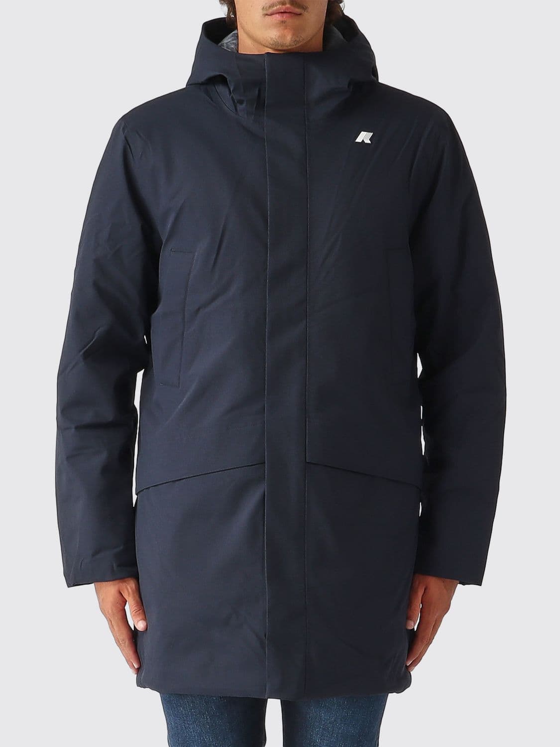 K-Way Knee-Length Waterproof Parka with Hood and PrimaLoft Padding