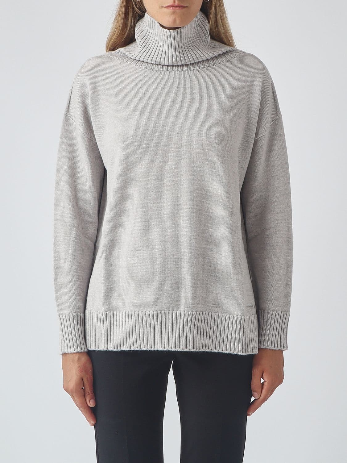 Mm Max Mara Dropped Shoulder Virgin Wool Turtleneck Jumper