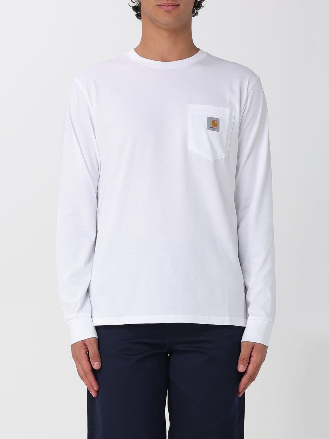 Carhartt Wip Long-Sleeved Cotton T-Shirt with Patch Pocket and Logo