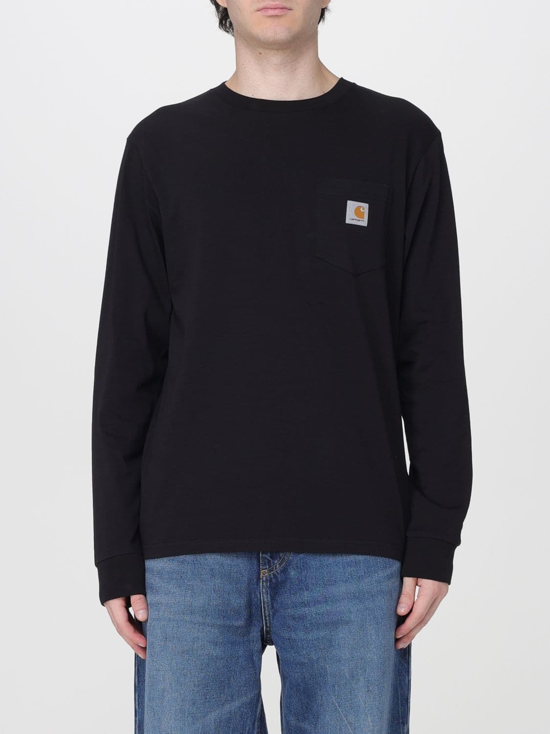 Carhartt Wip Long-Sleeved Cotton T-Shirt with Patch Pocket and Logo