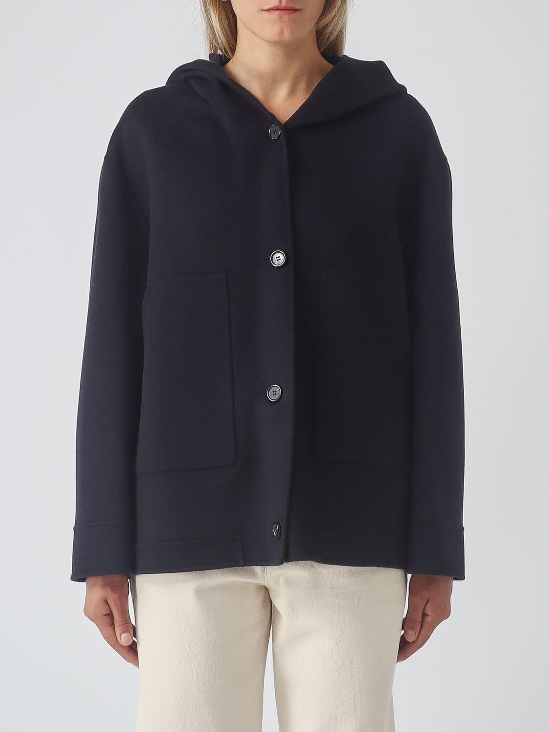 's Max Mara Hooded Virgin Wool Short Coat