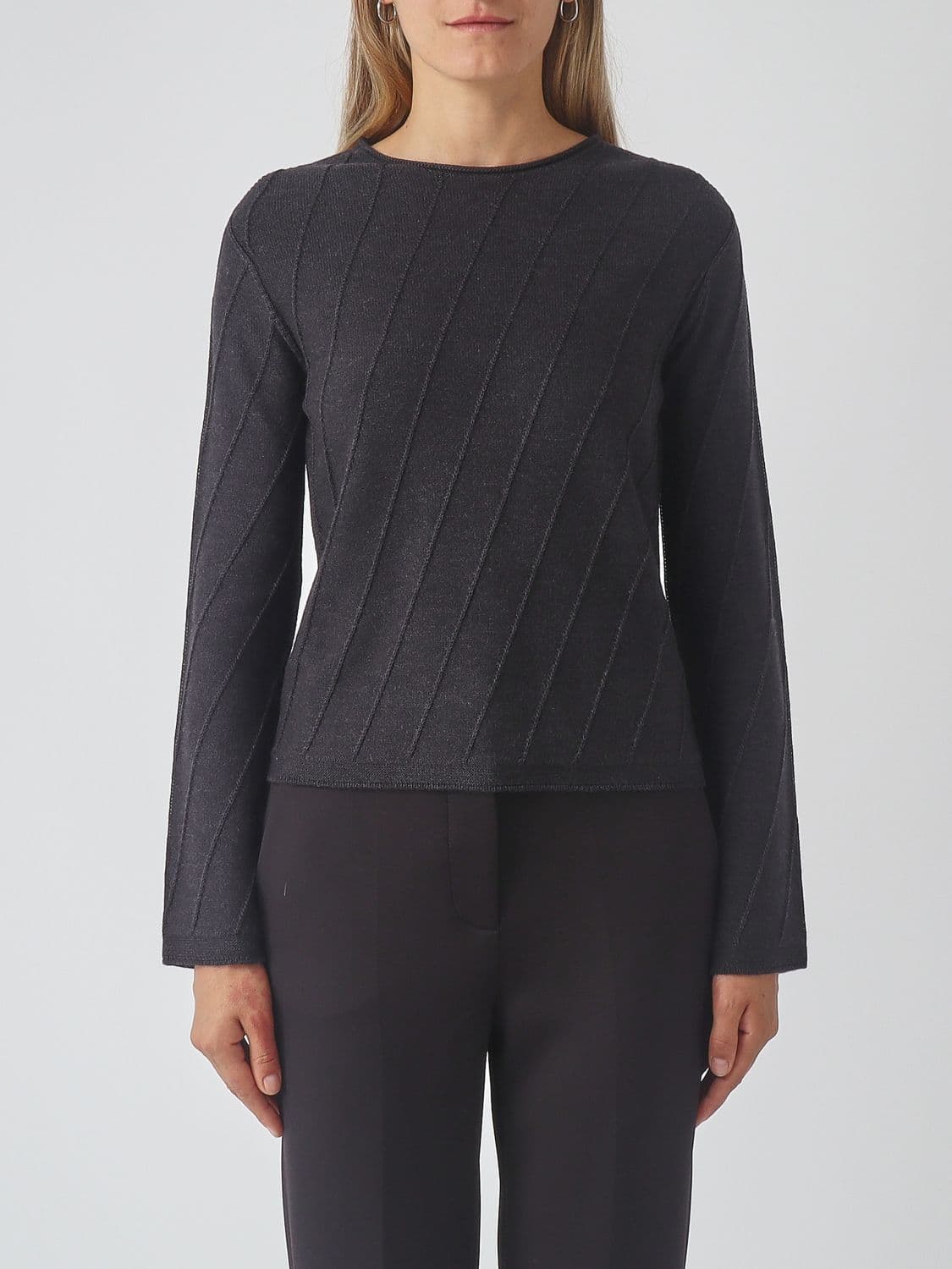 Mm Max Mara Slim Fit Virgin Wool Crewneck Jumper
