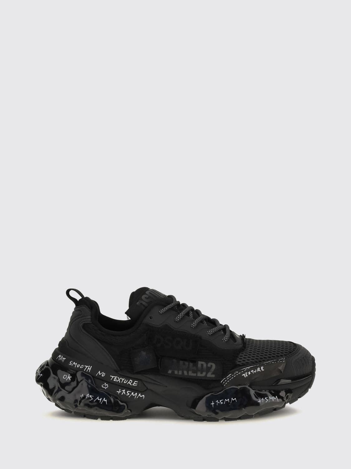 Dsquared2 Faster Low Top Sneakers with Slogan Print and Notched Sole