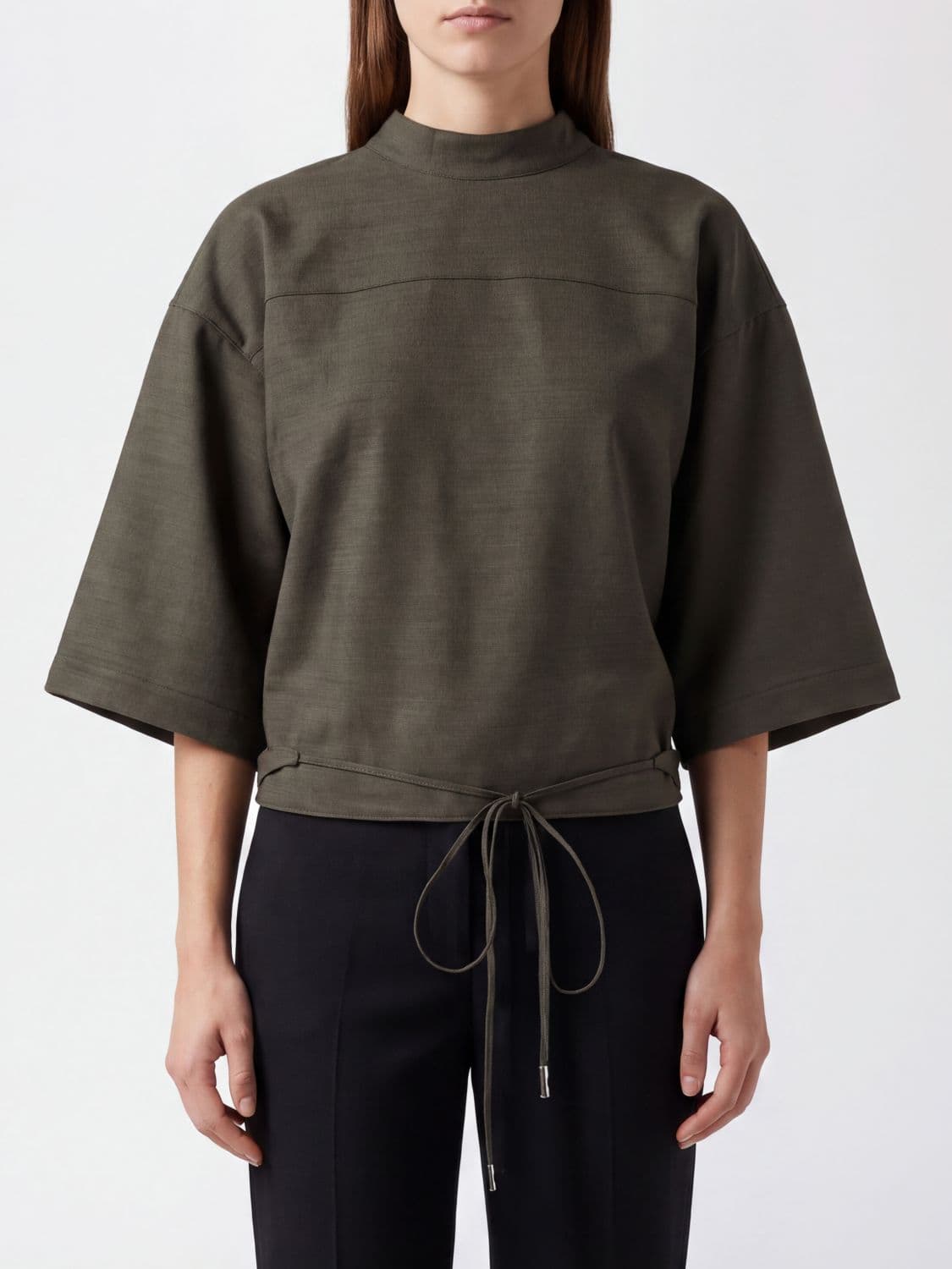 Jacquemus Havana High-Neck Top in Virgin Wool with Dropped Shoulders