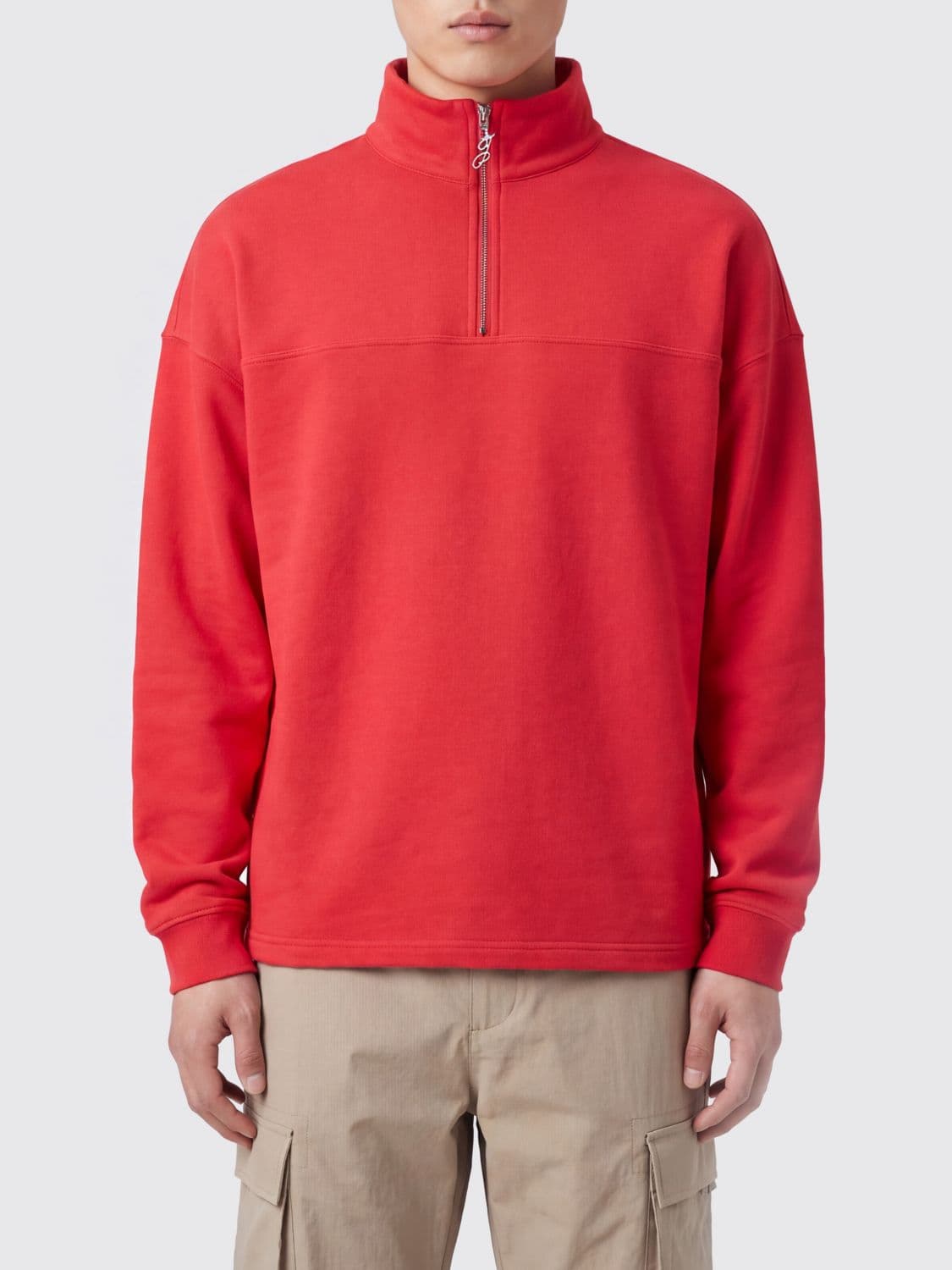Jacquemus Rond Carré Cotton Sweatshirt with High Neck and Half-Zip