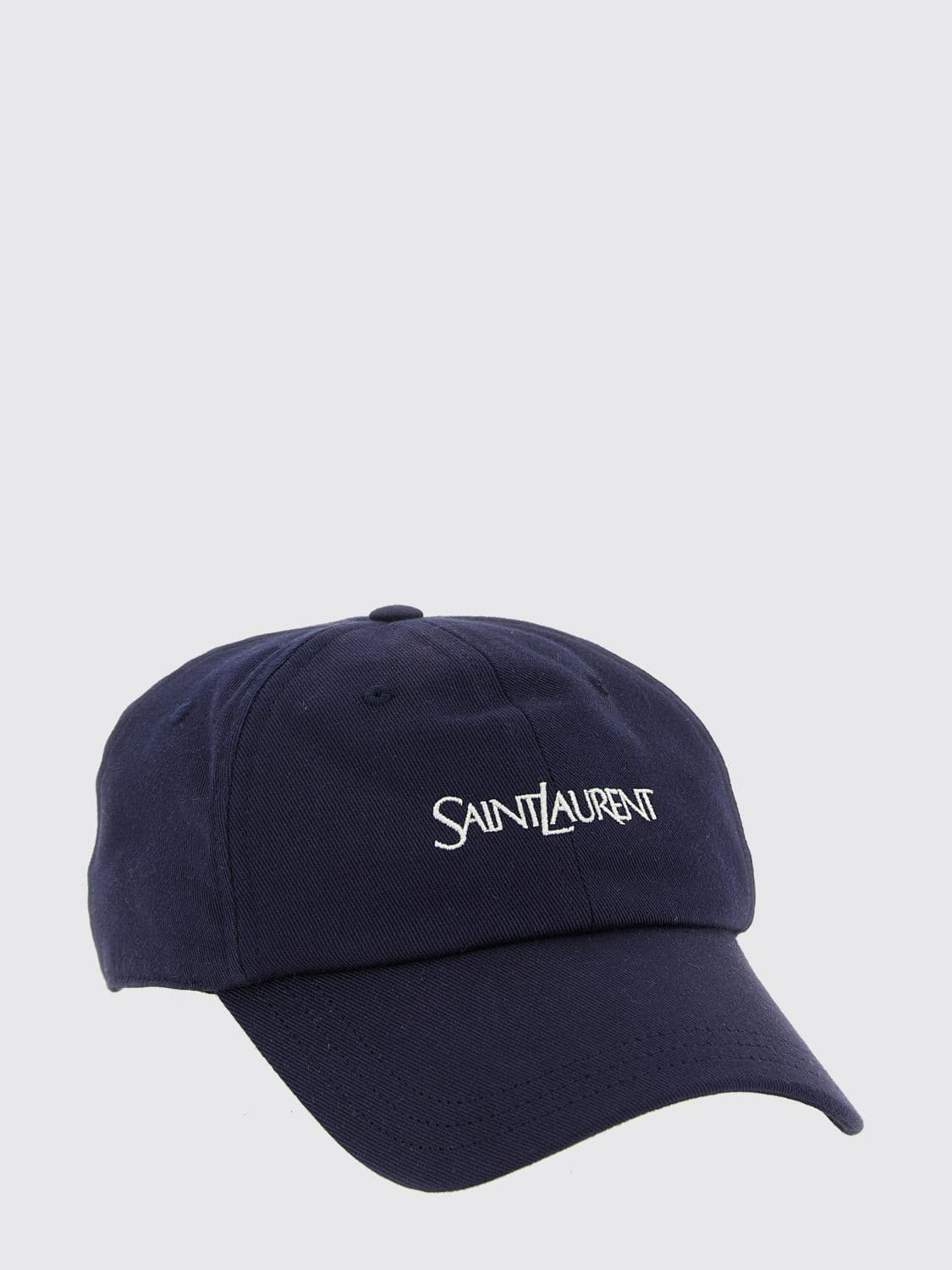 Saint Laurent Blue Cotton Baseball Cap with Contrasting Logo