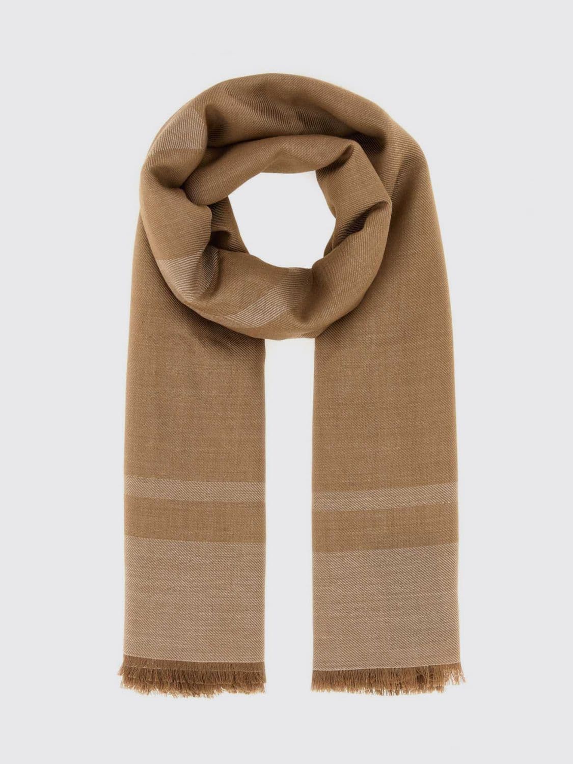 Saint Laurent YSL Monogram Jacquard Cashmere Scarf with Fringed Edges