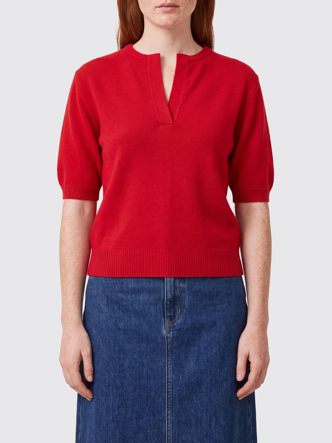 Pinko Wool and Cashmere Crewneck Jumper with Short Puff Sleeves