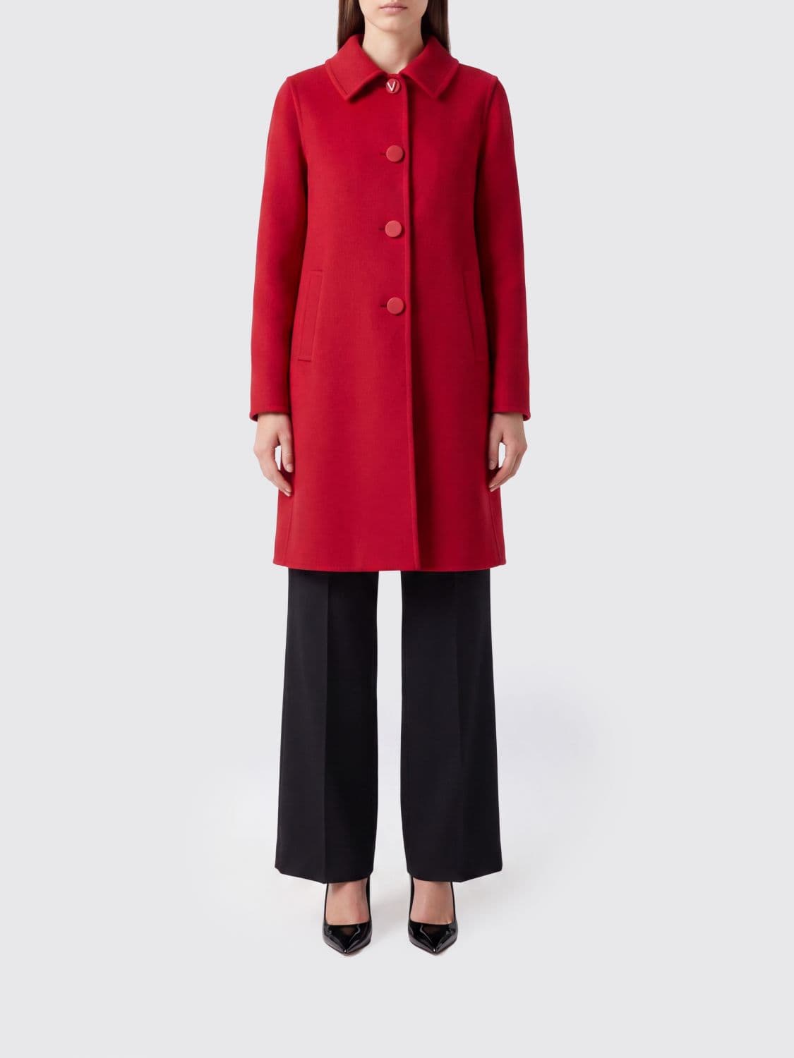 Valentino Garavani Single-Breasted Wool and Cashmere Coat with Knee-Length Design