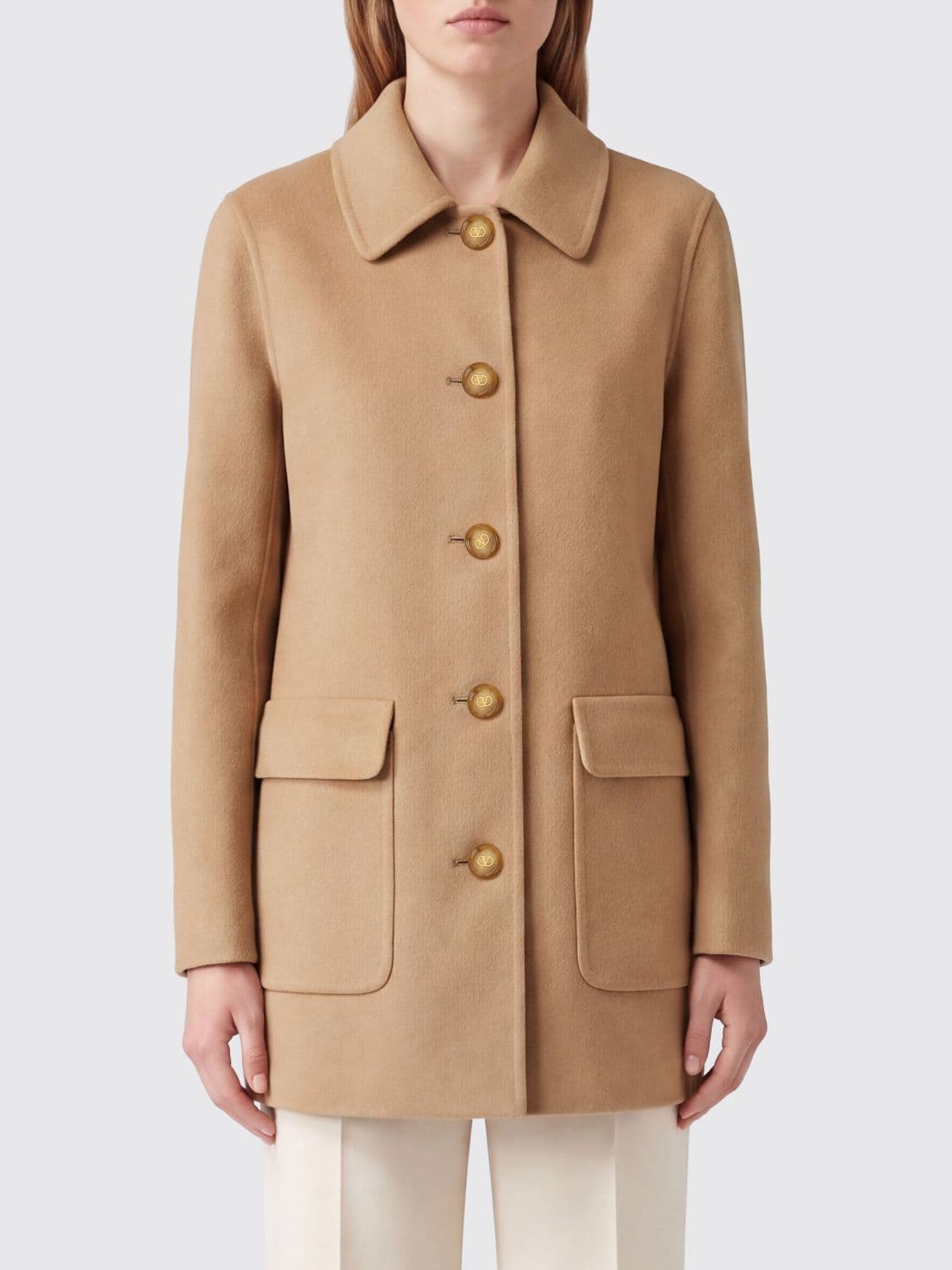 Valentino Garavani Single-Breasted Short Coat in Wool and Cashmere