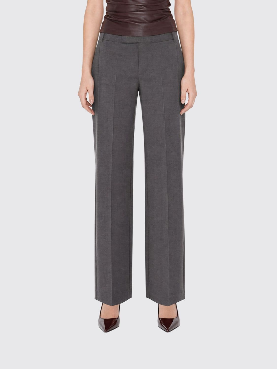 Patrizia Pepe Mid-Rise Straight-Leg Trousers in Viscose Blend with Belt Loops