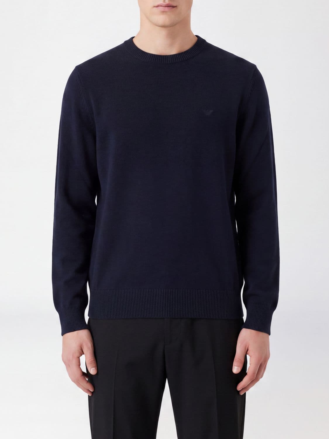 Emporio Armani Cotton Crewneck Jumper with Iconic Eagle Logo