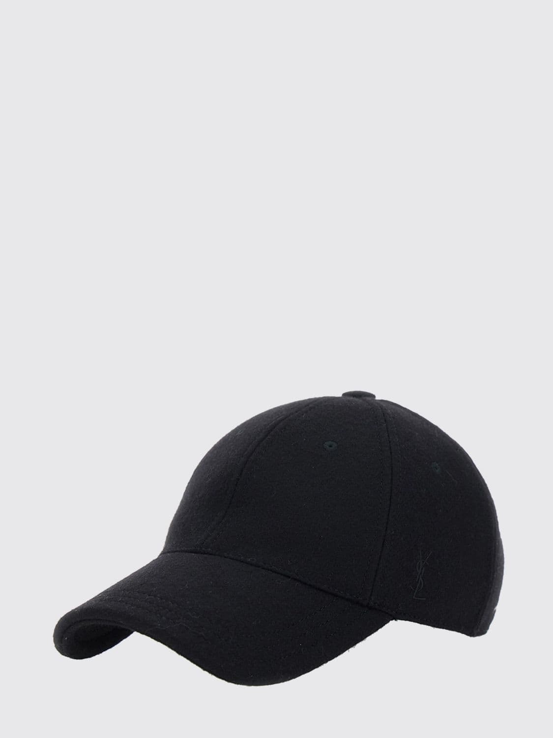 Saint Laurent Classic Black Wool Baseball Cap with a Minimal Design