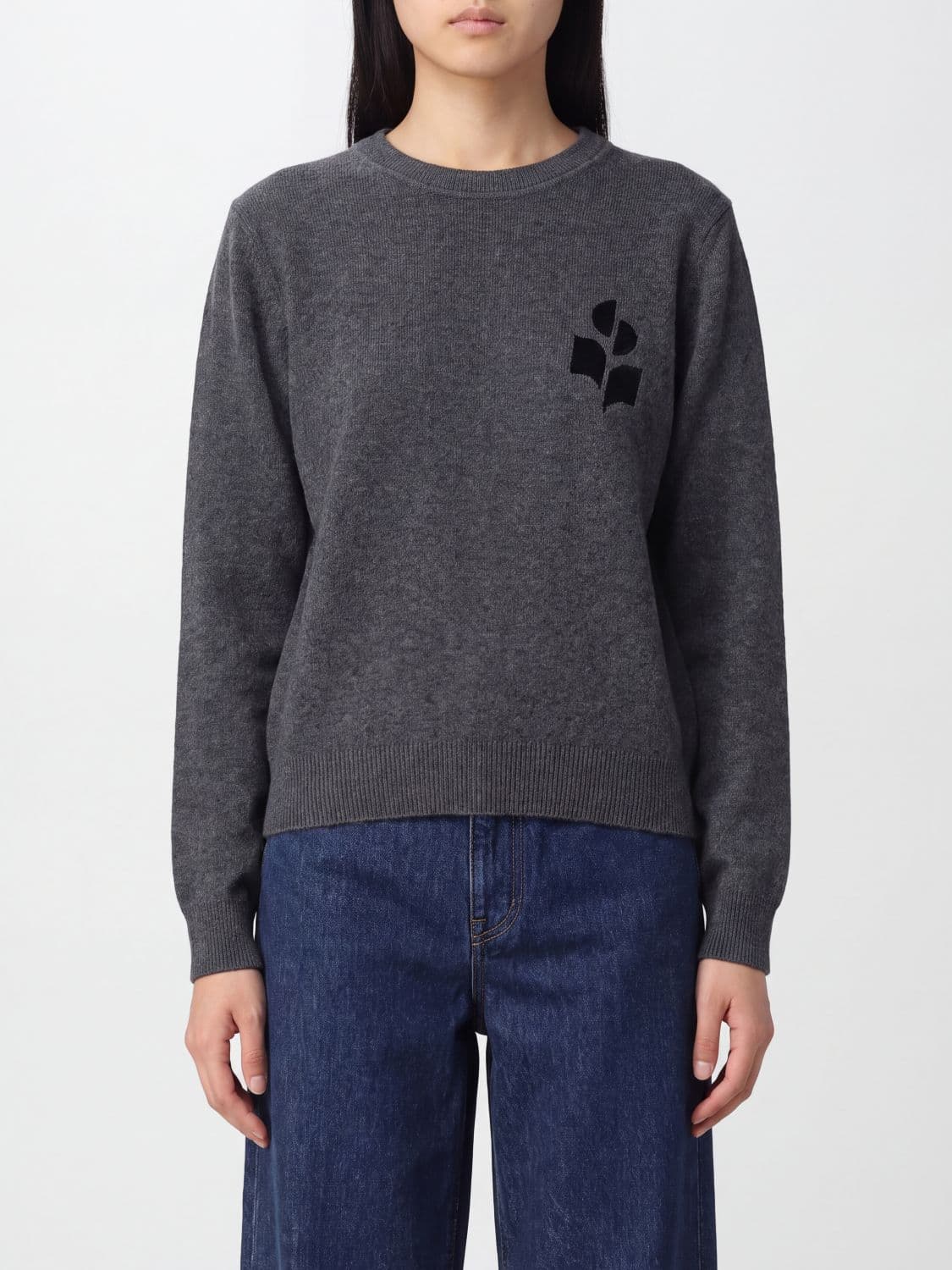 Isabel Marant Etoile Cotton-Blend Crewneck Jumper with Contrast Logo