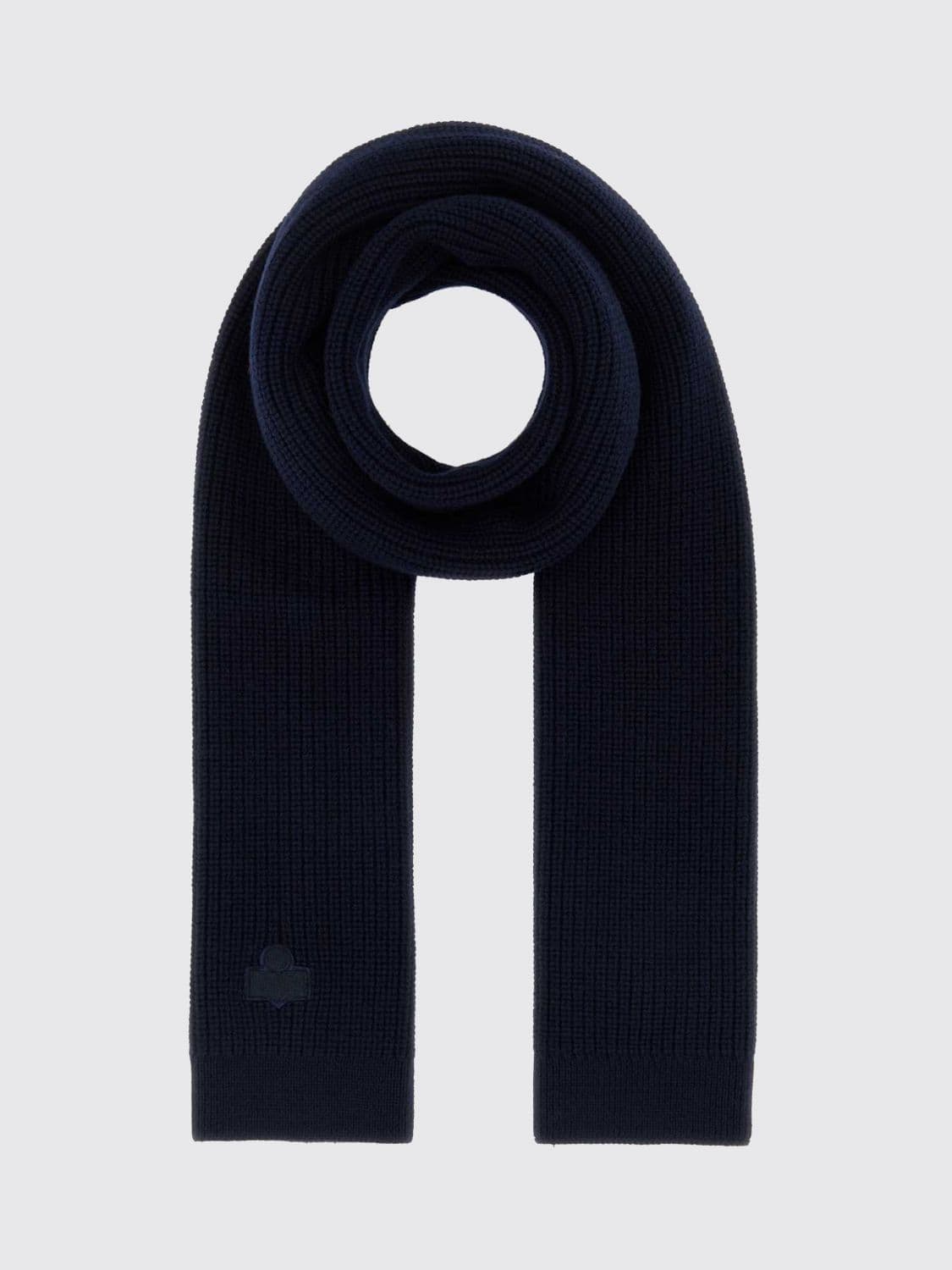 Isabel Marant Pure Merino Wool Scarf with Tone-on-Tone Embroidered Logo