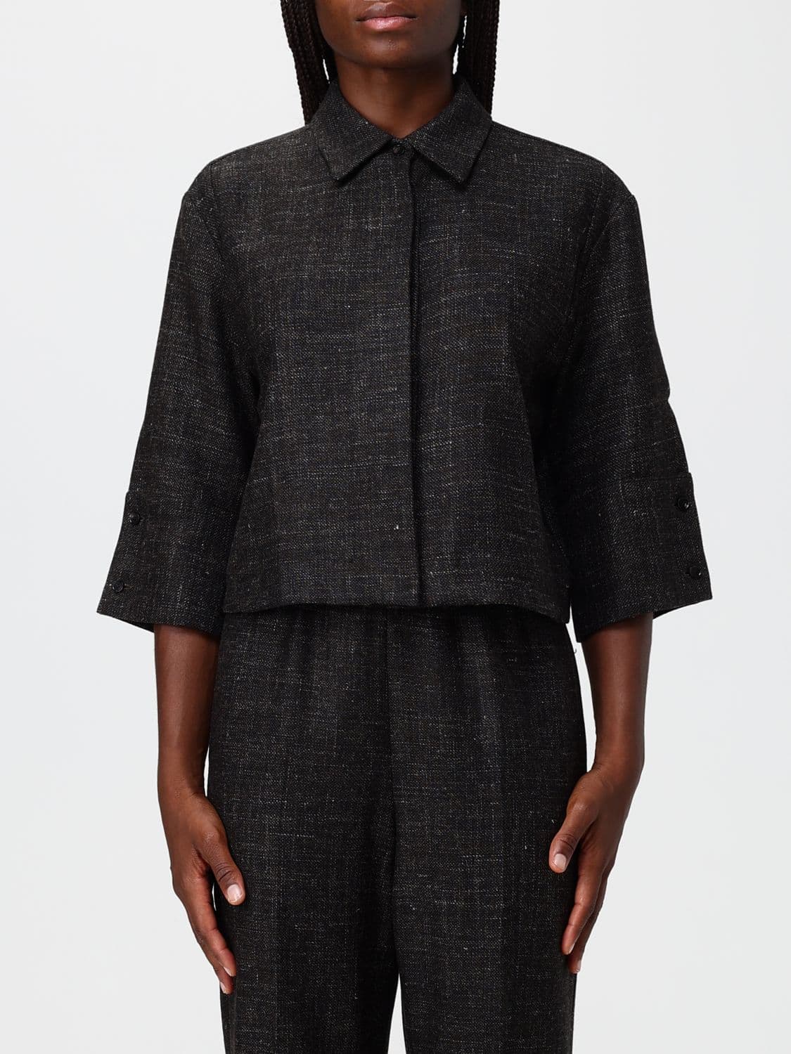 Liviana Conti Cecilie Wool Blend Shirt Jacket with Dropped Shoulders