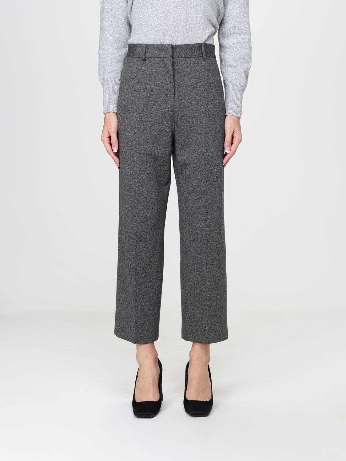 Liviana Conti Danny High-Waisted Cropped Crêpe Trousers with Slant Pockets
