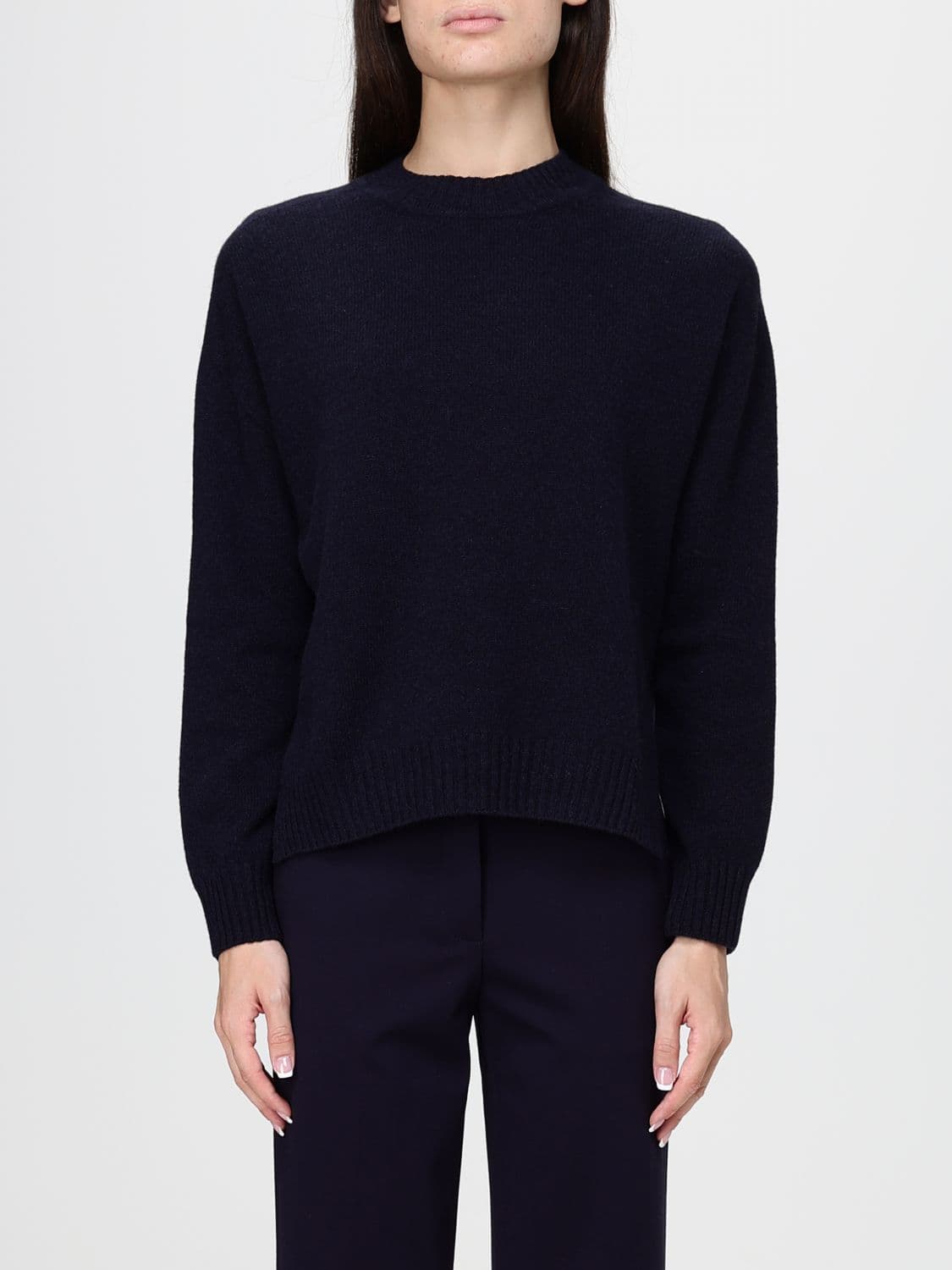 Liviana Conti Talia Wool, Silk and Cashmere Blend Crewneck Jumper with Slits