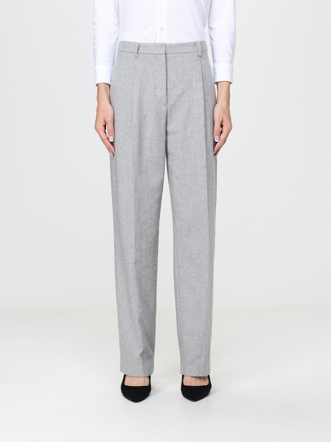 Liviana Conti Slim Fit Straight-Leg Wool and Cashmere Blend Trousers High-Waisted