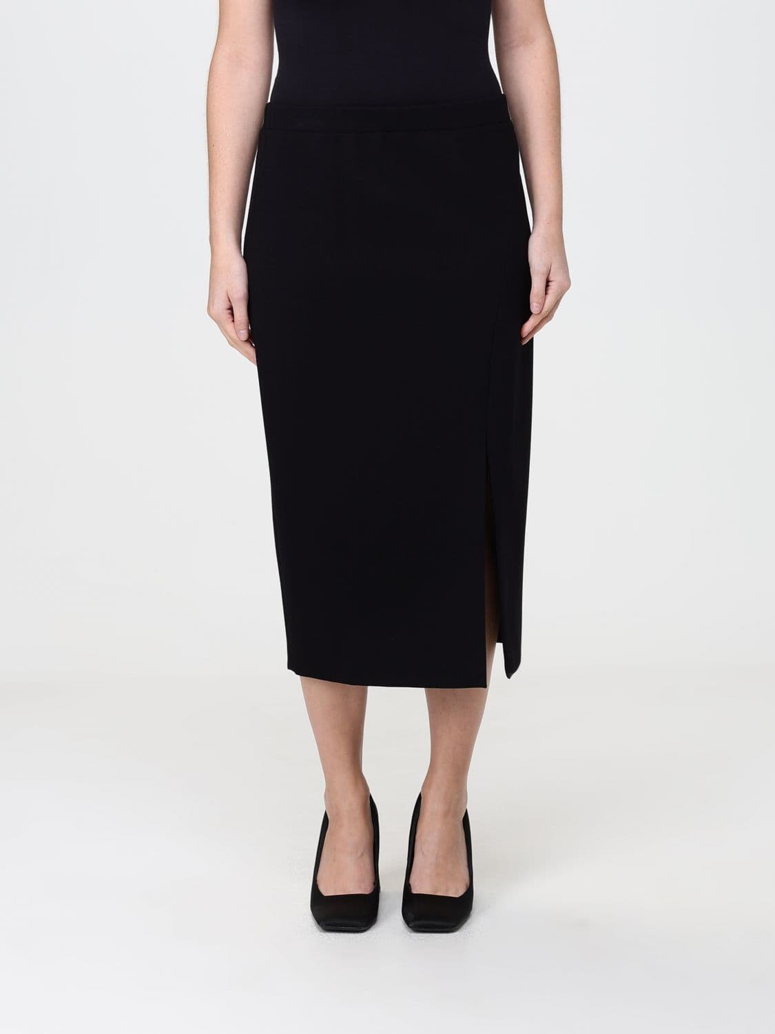 Liviana Conti Midi Pencil Skirt in Crêpe with Front Slit