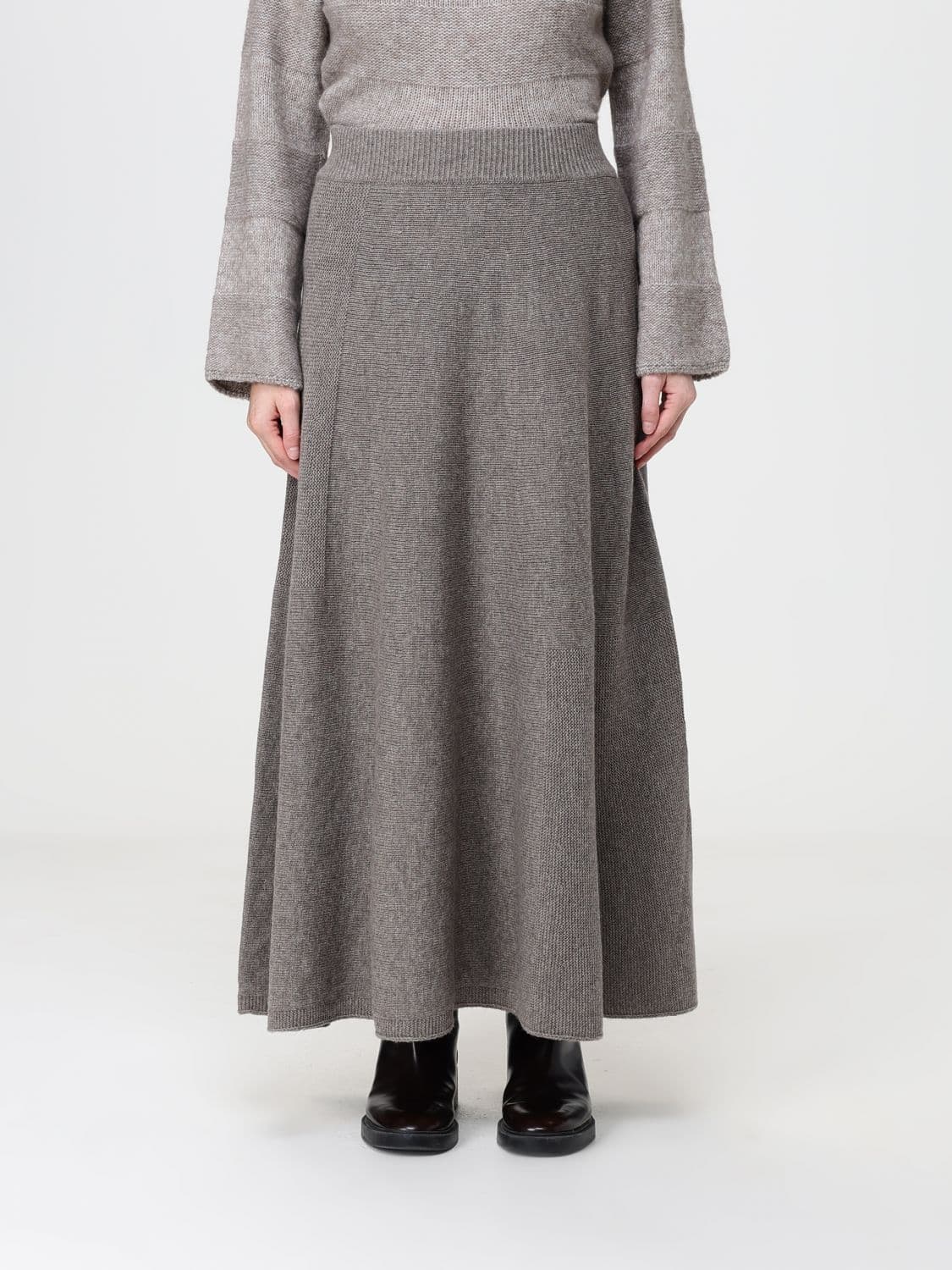 Emporio Armani High-Waisted A-Line Maxi Skirt in Wool and Cashmere Blend