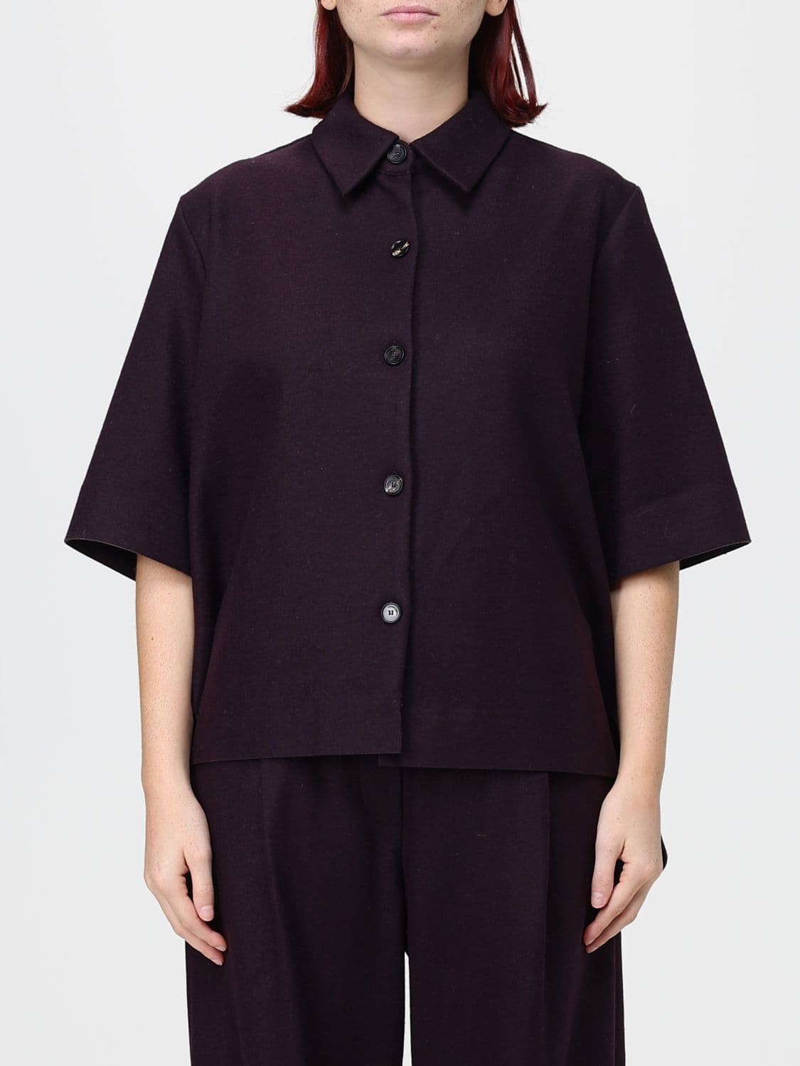 Liviana Conti Eston Short-Sleeved Shirt in Cashmere Blend with Classic Collar
