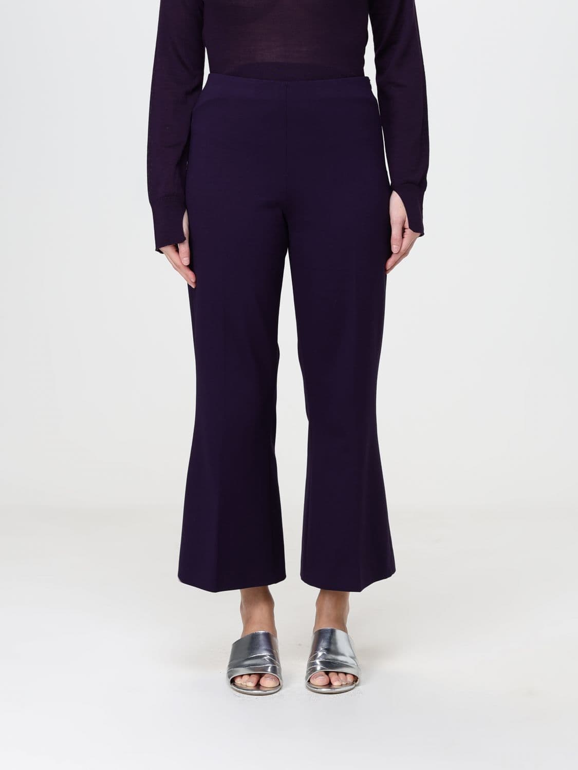 Liviana Conti Lance High-Waisted Flared Crêpe Cropped Trousers