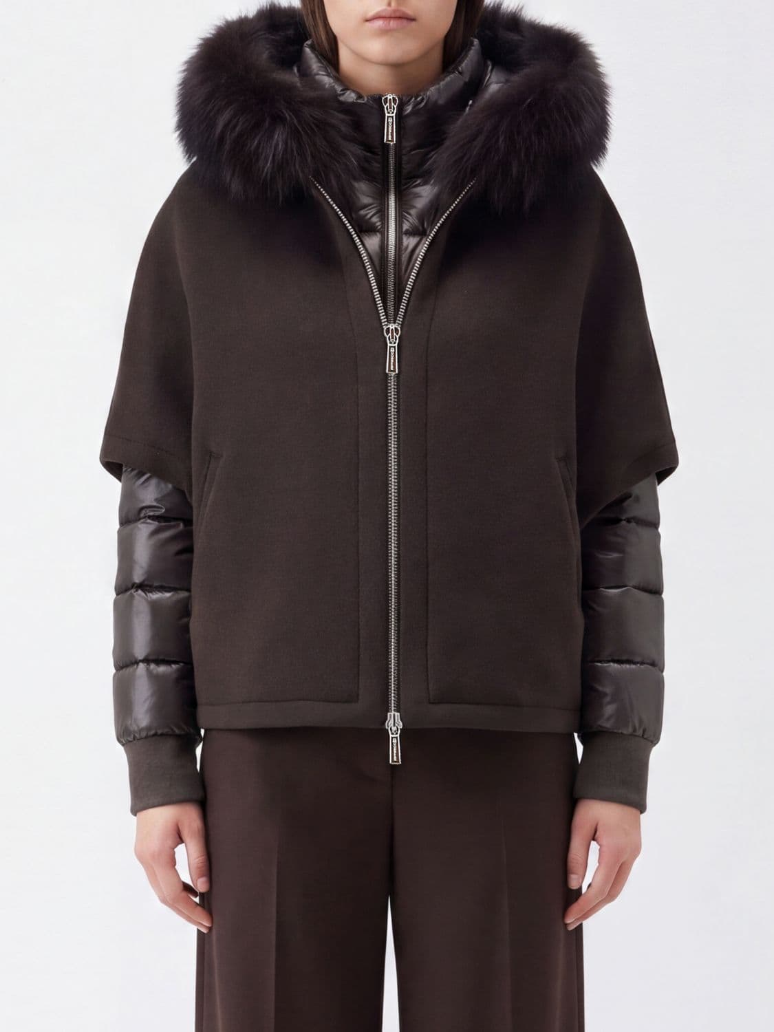 Moorer Pegaso-CWR Short Hooded Wool and Cashmere Coat