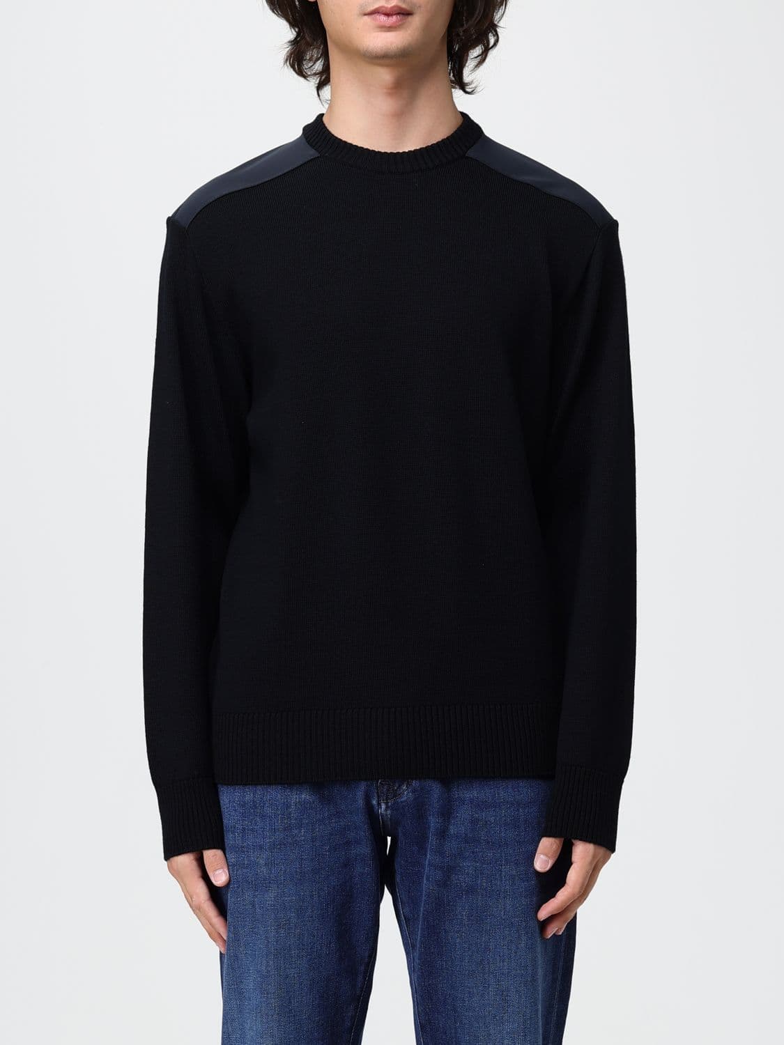 Paul & Shark Crewneck Jumper in Technical Wool Blend with Ribbed Trims