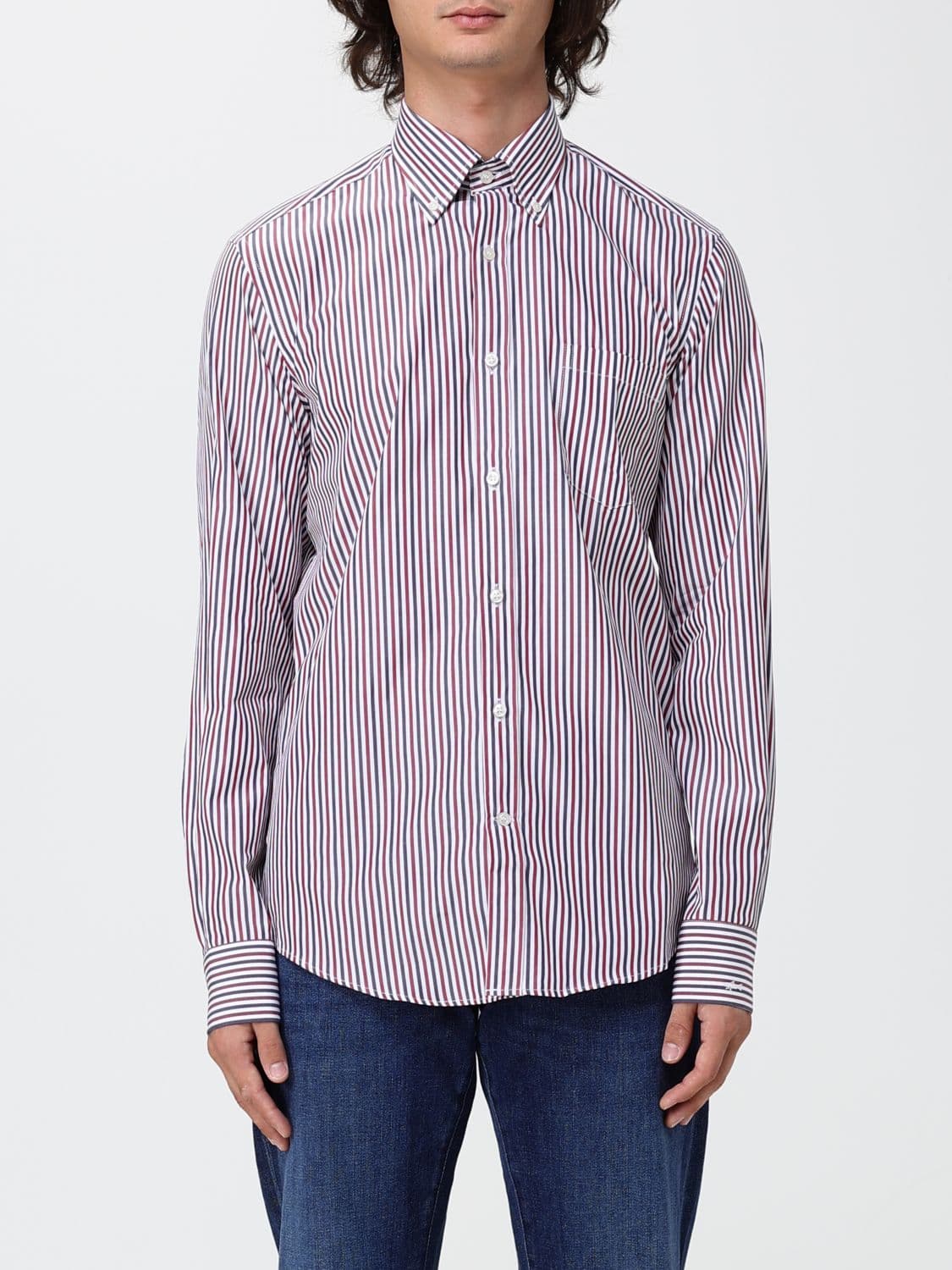 Paul & Shark Striped Cotton Poplin Shirt with a Slim Fit