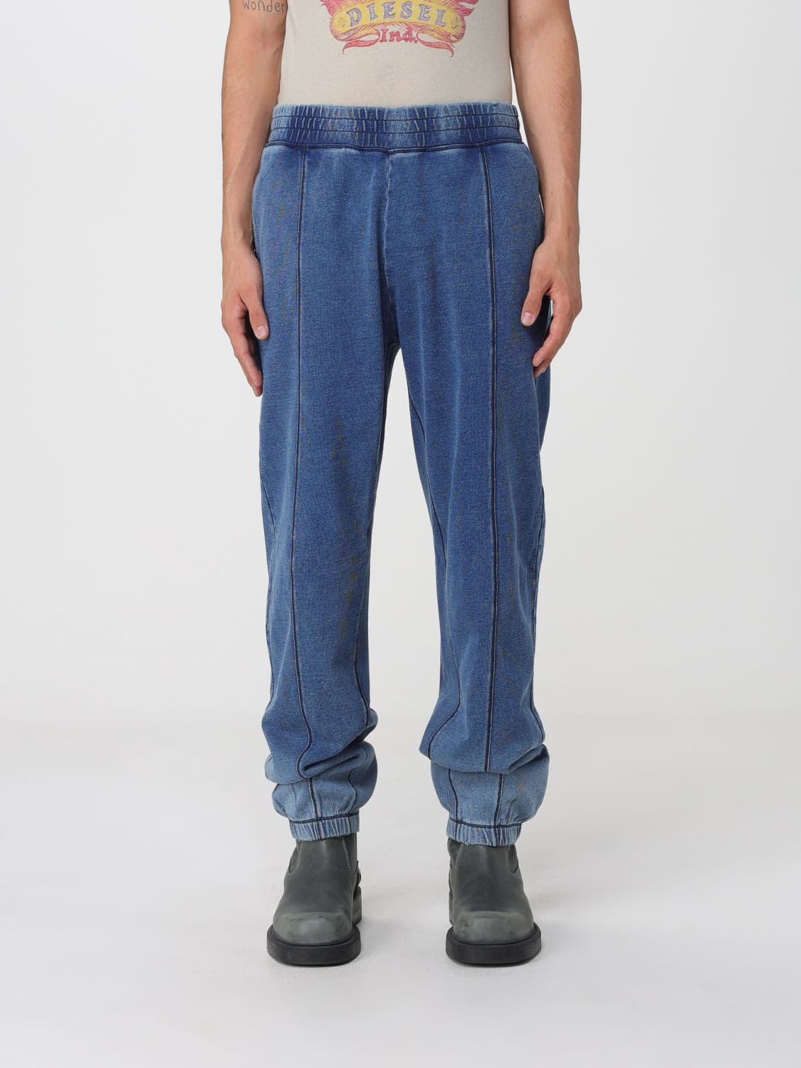 Diesel Cotton Jogging Trousers with Elasticated Waist and Slant Pockets