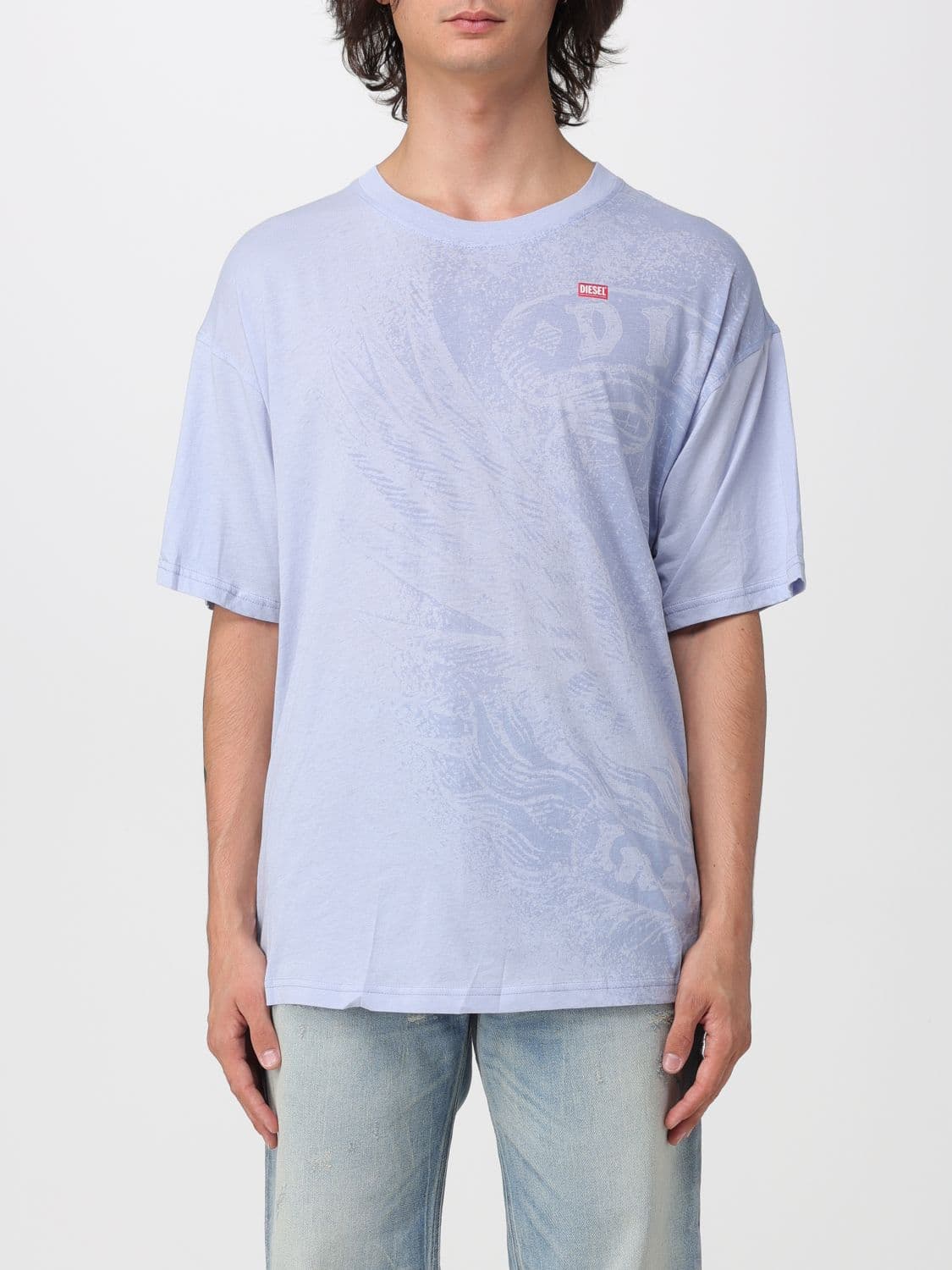 Diesel Relaxed Fit Cotton Crew-Neck T-shirt with Graphic Logo Print