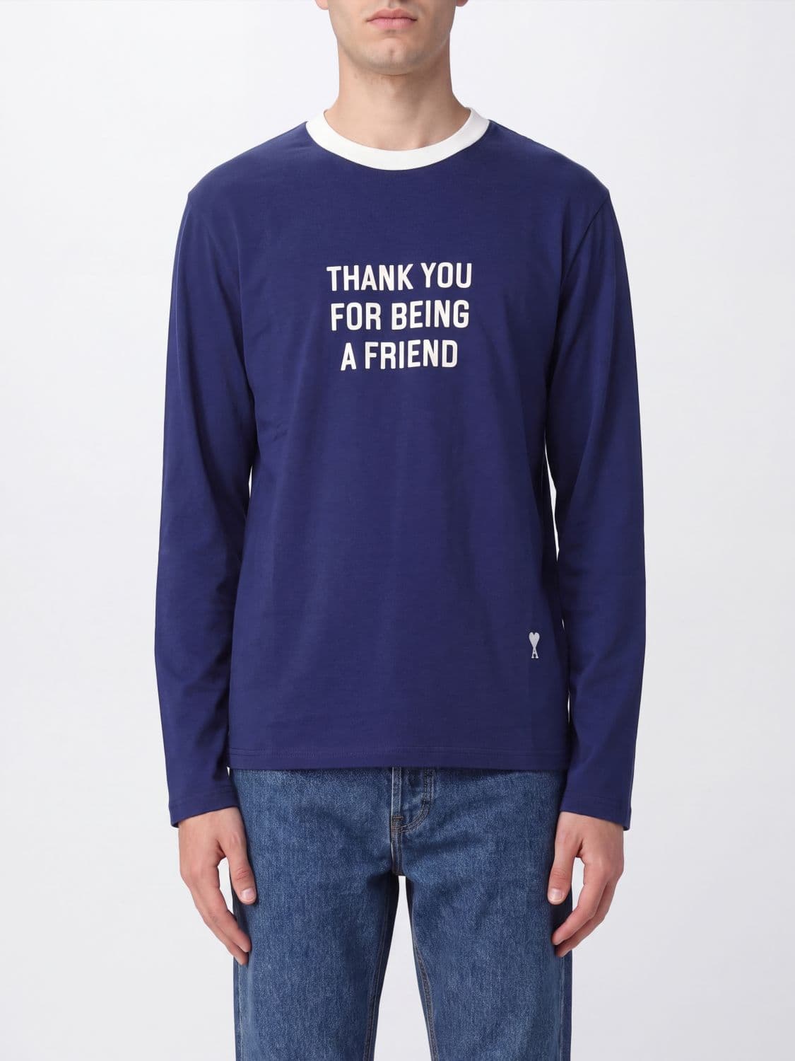 Ami Paris Long-Sleeved Cotton T-Shirt with Graphic Print