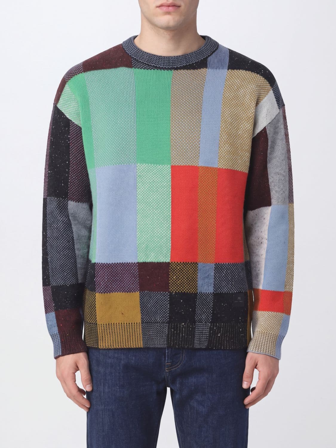 Paul Smith Relaxed Fit Check Wool and Cotton Crewneck Jumper
