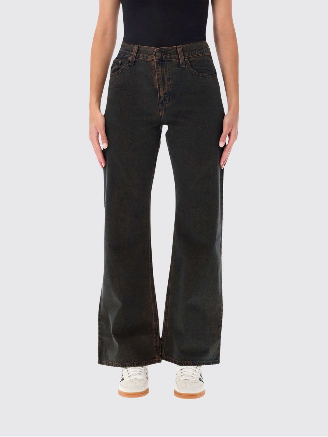 Levi's High-Waisted Flared Jeans in Distressed Cotton Denim